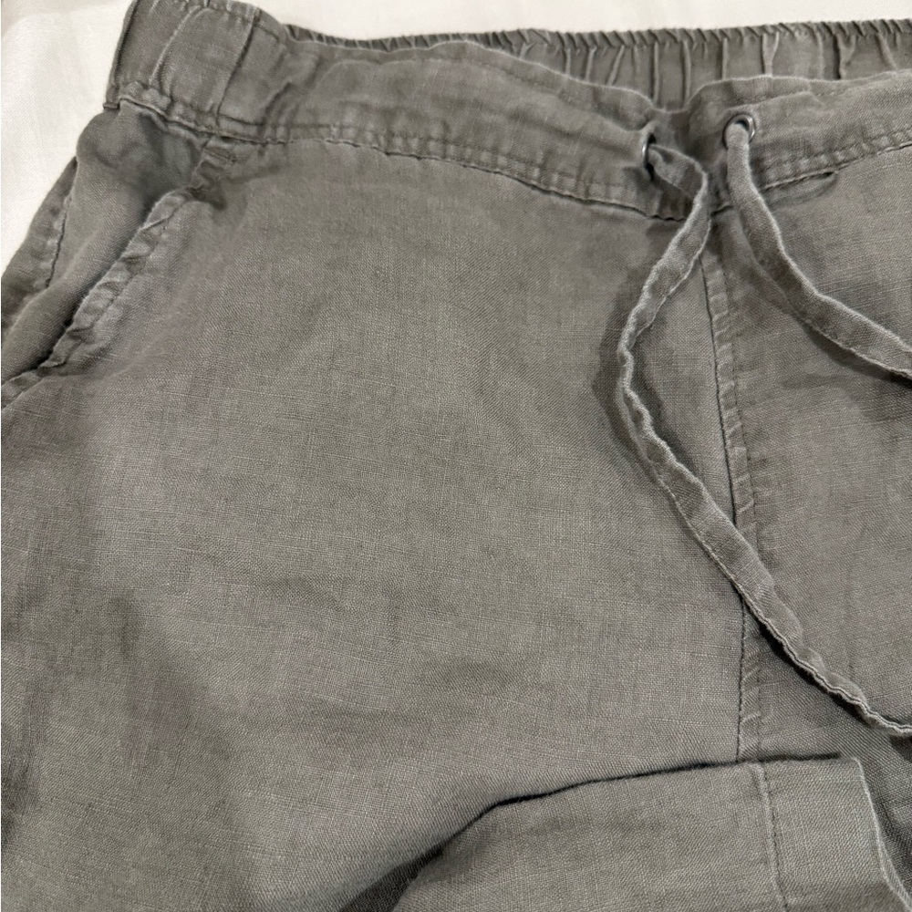 Dusty Sage Green Linen Drawstring Pants